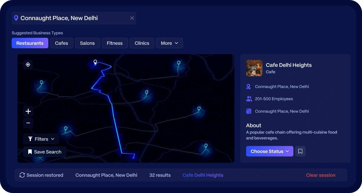 CRM outreach map discovery software built by Suave Creators