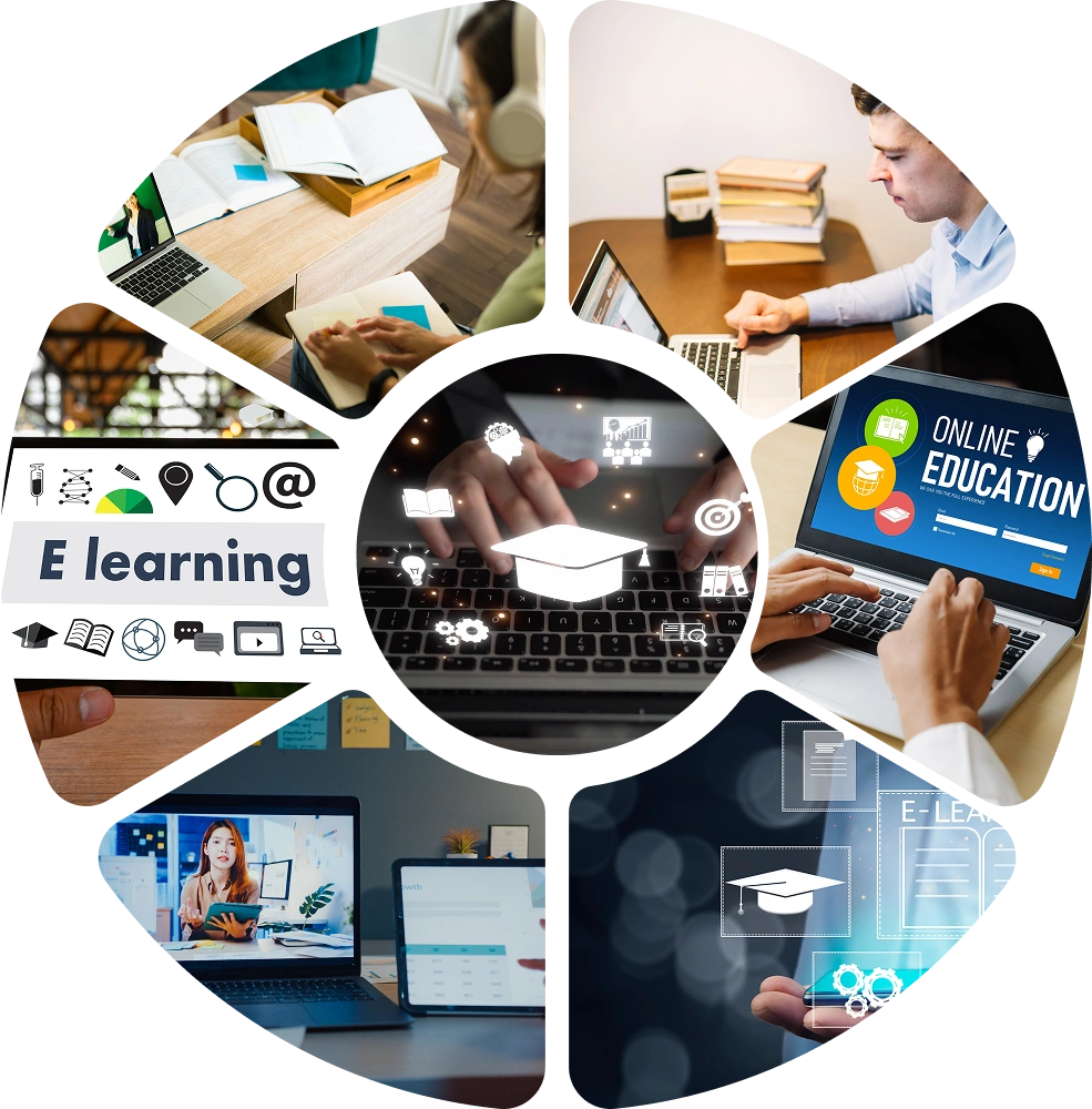 E-Learning Software Development Services | Suave Creators side banner graphic for Suave Creators