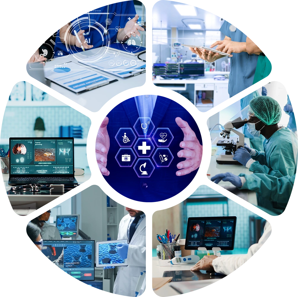 Healthcare Software Development Solutions | Suave Creators side banner graphic for Suave Creators