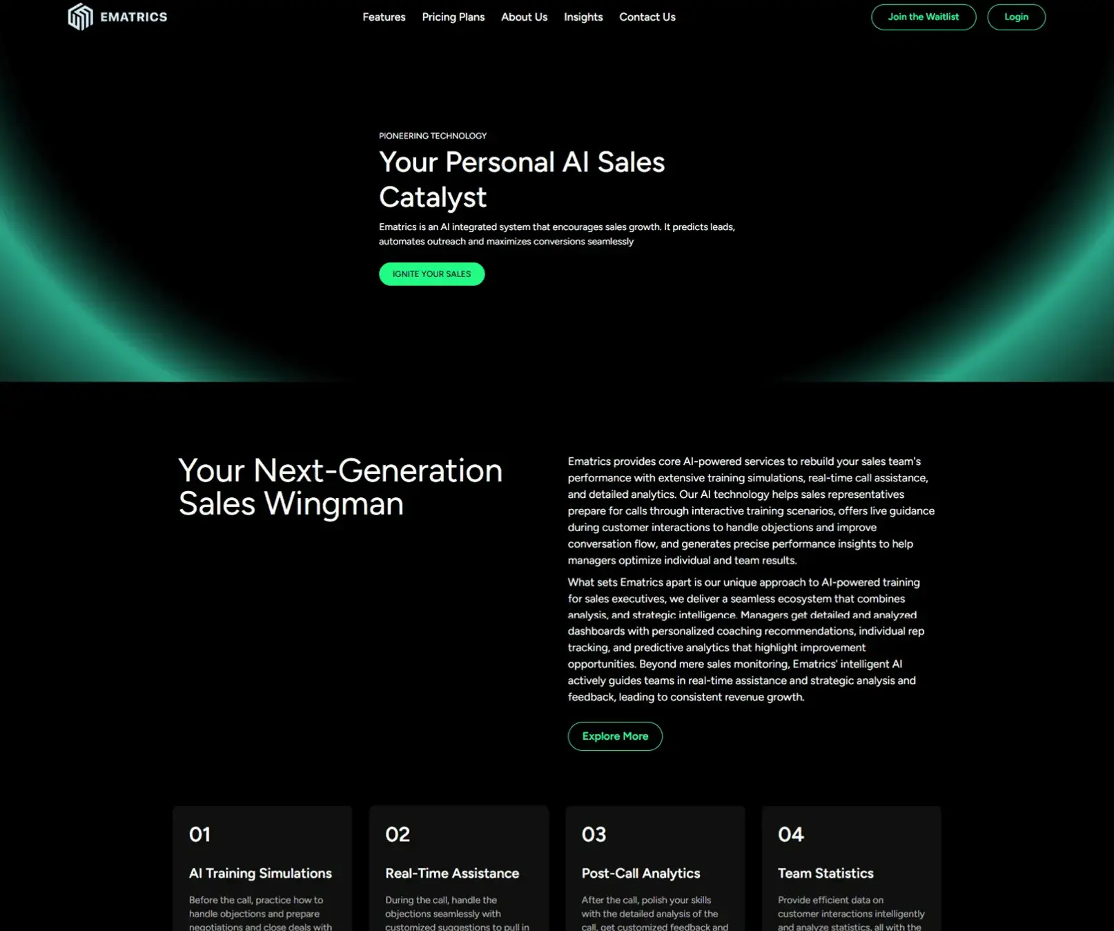 Ematrics AI sales catalyst website built by Suave Creators