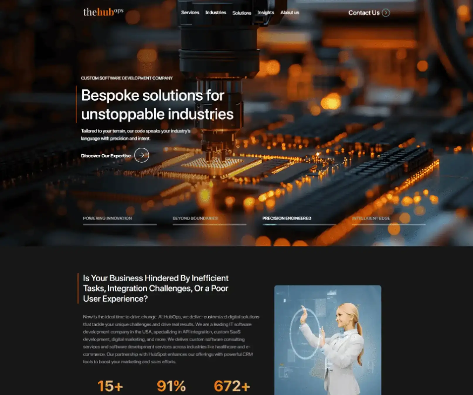 HubOps custom software company website by Suave Creators